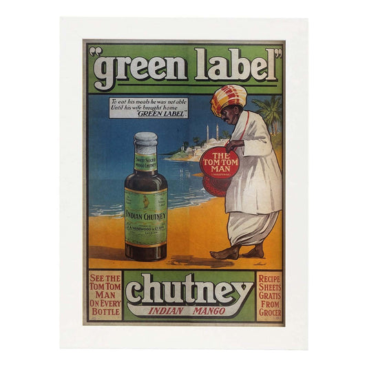 Poster vintage de Mango Chutney. con imágenes vintage y de publicidad antigua.-Artwork-Nacnic-A4-Marco Blanco-Nacnic Estudio SL