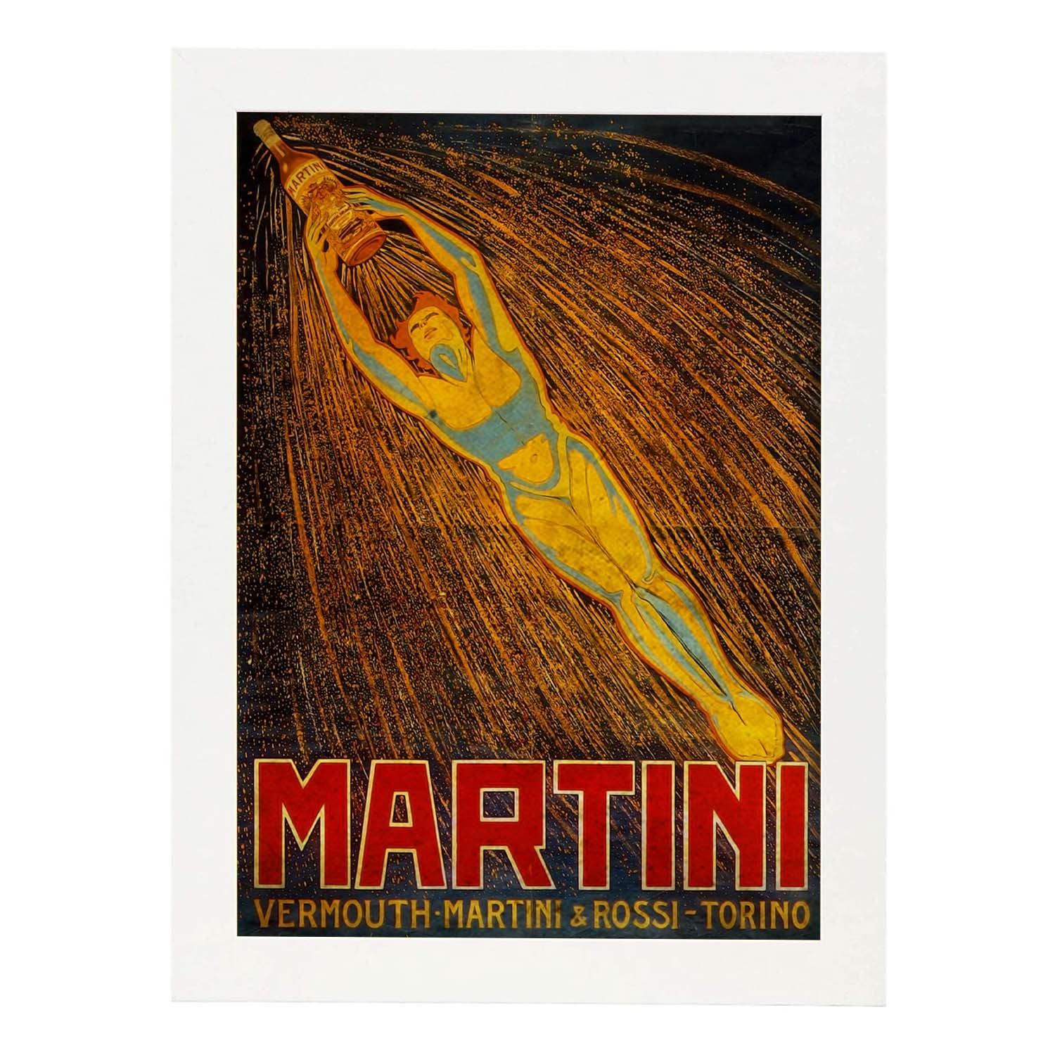 Poster vintage de Martini. con imágenes vintage y de publicidad antigua.-Artwork-Nacnic-A4-Marco Blanco-Nacnic Estudio SL
