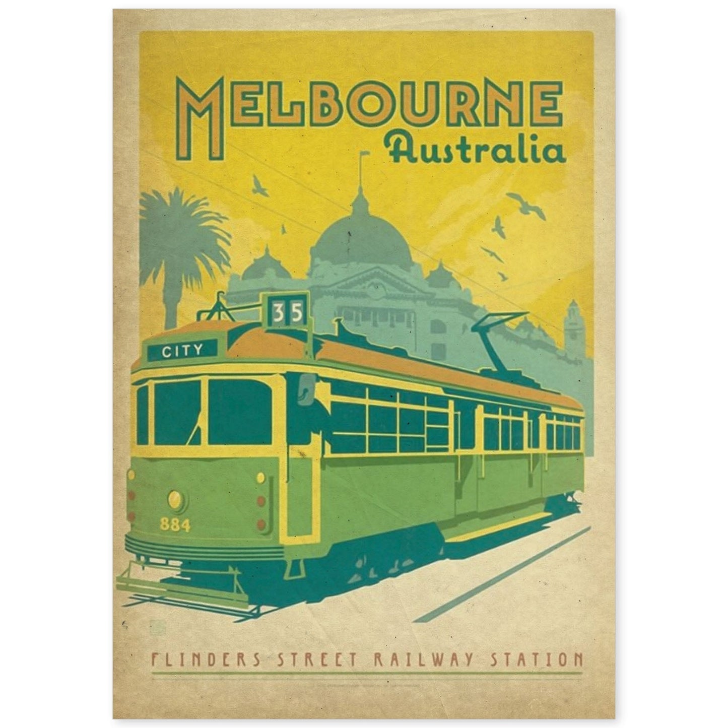 Poster vintage de Melbourne. con imágenes vintage y de publicidad antigua.-Artwork-Nacnic-A4-Sin marco-Nacnic Estudio SL