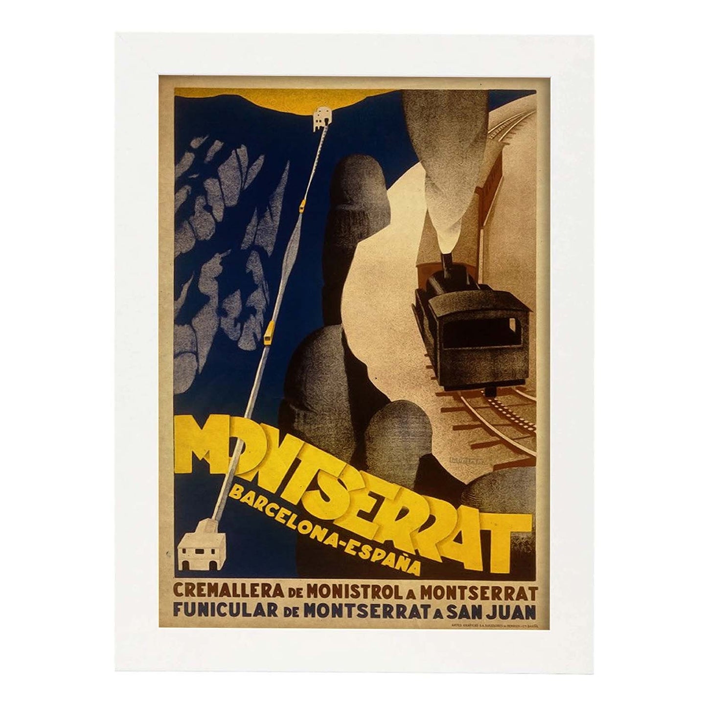 Poster vintage de Montserrat. con imágenes vintage y de publicidad antigua.-Artwork-Nacnic-A3-Marco Blanco-Nacnic Estudio SL
