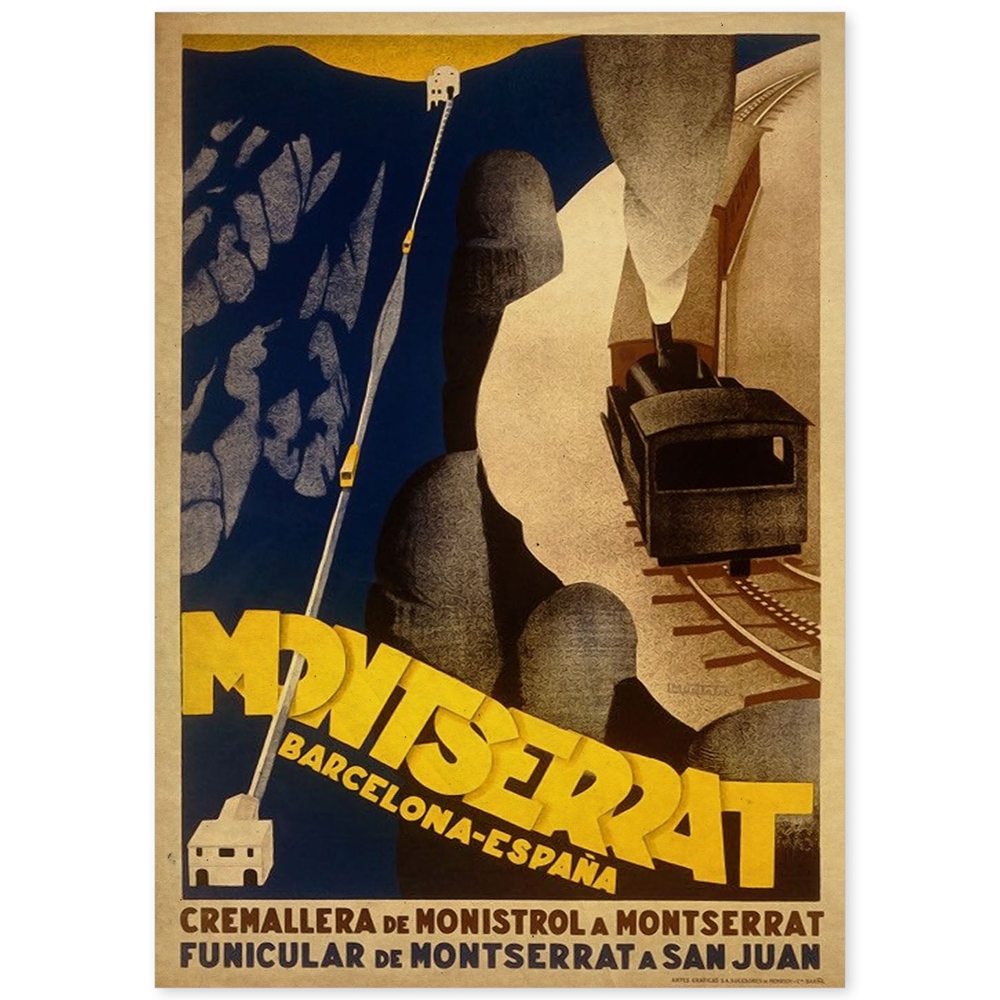 Poster vintage de Montserrat. con imágenes vintage y de publicidad antigua.-Artwork-Nacnic-A4-Sin marco-Nacnic Estudio SL