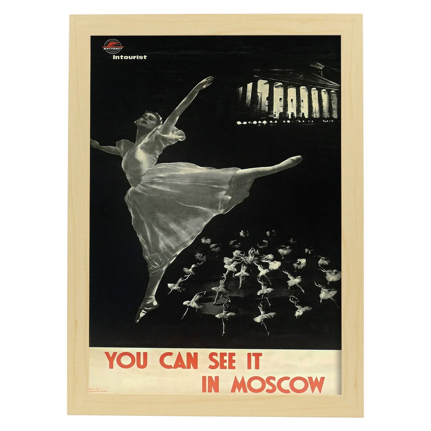 Poster vintage de Moscú. con imágenes vintage y de publicidad antigua.-Artwork-Nacnic-A3-Marco Madera clara-Nacnic Estudio SL