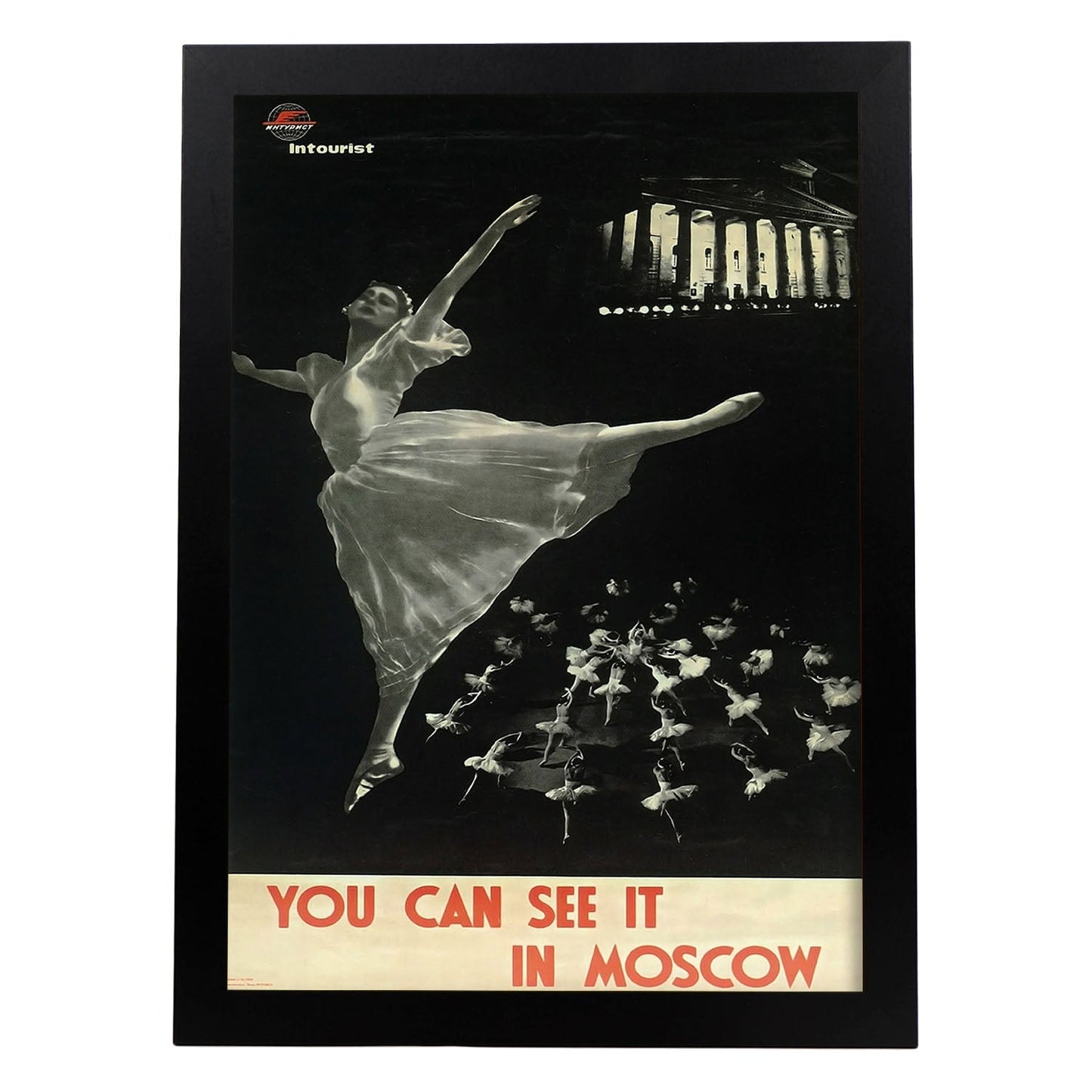 Poster vintage de Moscú. con imágenes vintage y de publicidad antigua.-Artwork-Nacnic-A4-Marco Negro-Nacnic Estudio SL
