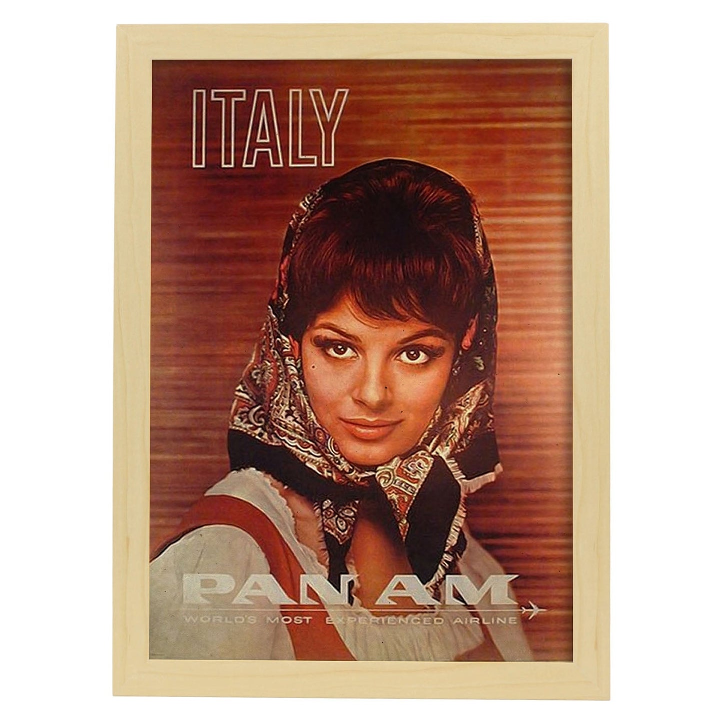 Poster vintage de Mujer Italiana. con imágenes vintage y de publicidad antigua.-Artwork-Nacnic-A3-Marco Madera clara-Nacnic Estudio SL