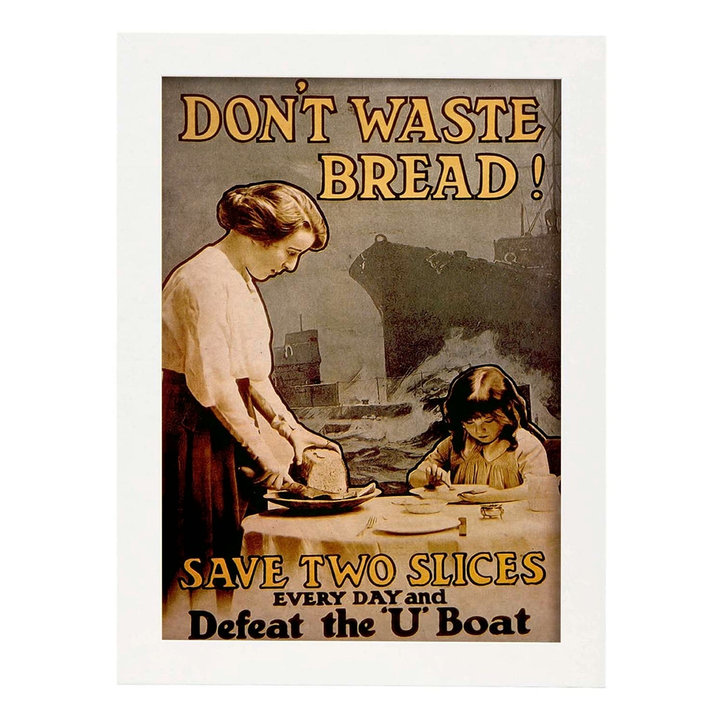 Poster vintage de No gastes pan. con imágenes vintage y de publicidad antigua.-Artwork-Nacnic-A3-Marco Blanco-Nacnic Estudio SL