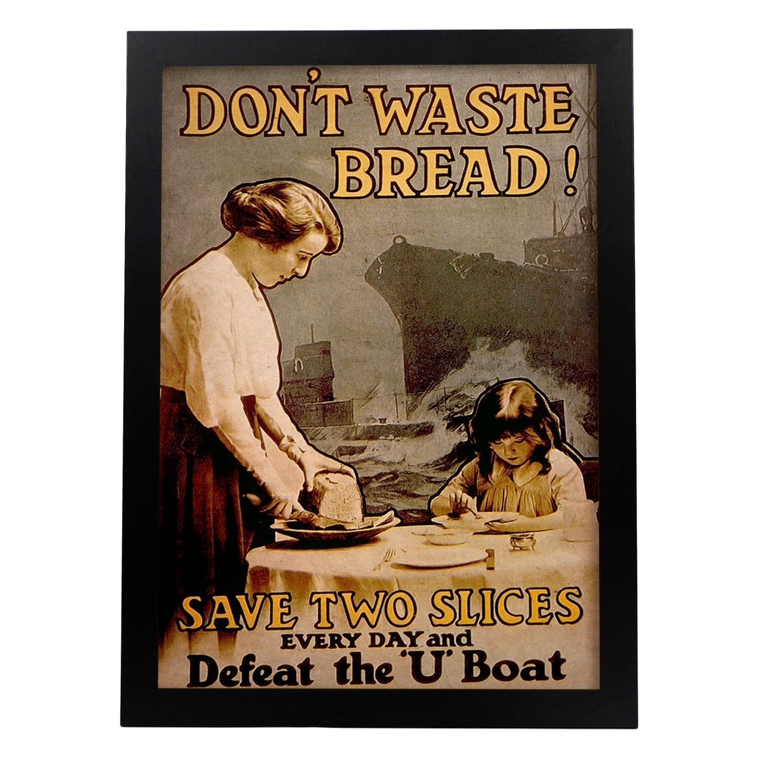 Poster vintage de No gastes pan. con imágenes vintage y de publicidad antigua.-Artwork-Nacnic-A3-Marco Negro-Nacnic Estudio SL