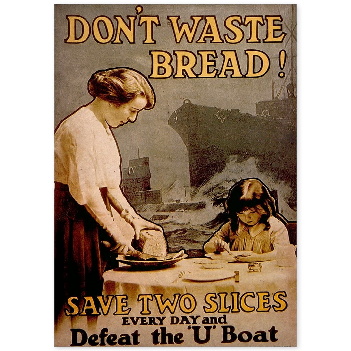 Poster vintage de No gastes pan. con imágenes vintage y de publicidad antigua.-Artwork-Nacnic-A4-Sin marco-Nacnic Estudio SL