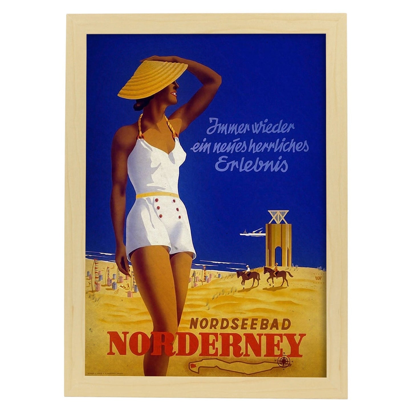 Poster vintage de Norderney. con imágenes vintage y de publicidad antigua.-Artwork-Nacnic-A3-Marco Madera clara-Nacnic Estudio SL