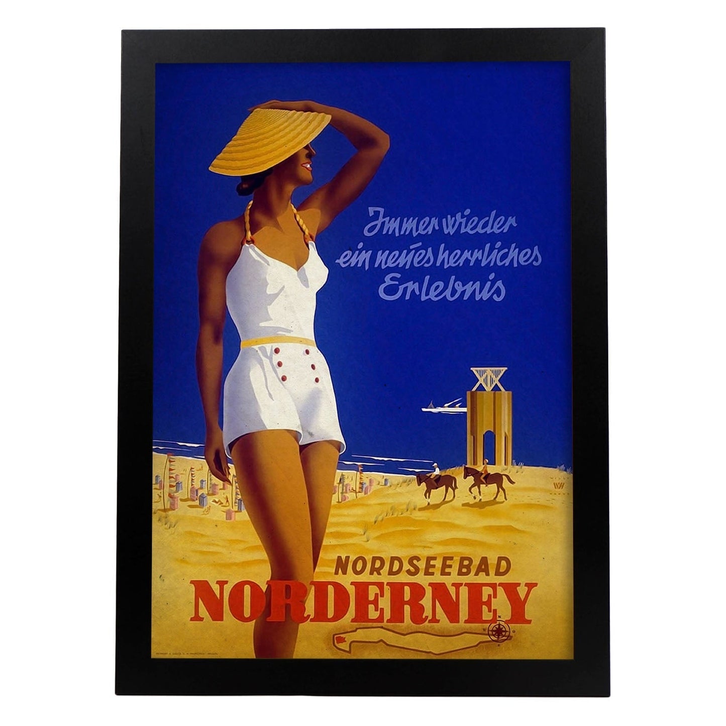 Poster vintage de Norderney. con imágenes vintage y de publicidad antigua.-Artwork-Nacnic-A3-Marco Negro-Nacnic Estudio SL
