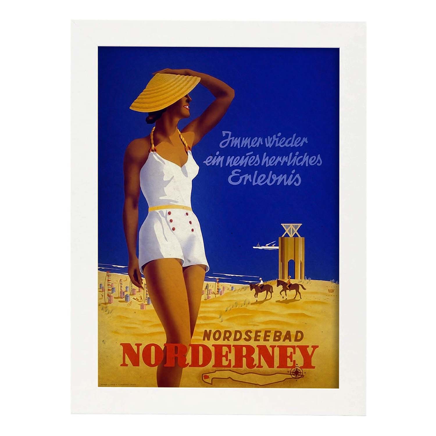 Poster vintage de Norderney. con imágenes vintage y de publicidad antigua.-Artwork-Nacnic-A4-Marco Blanco-Nacnic Estudio SL