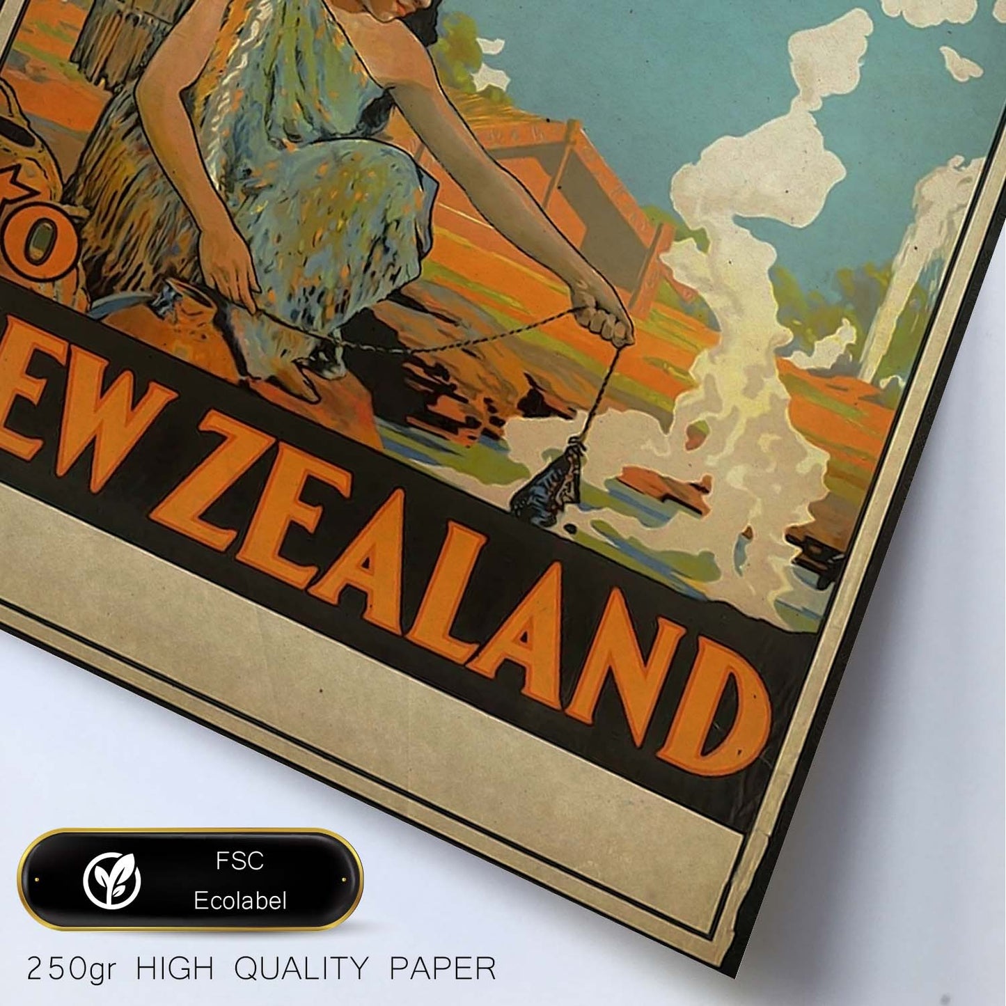 Poster vintage de Nueva Zelanda. con imágenes vintage y de publicidad antigua.-Artwork-Nacnic-Nacnic Estudio SL