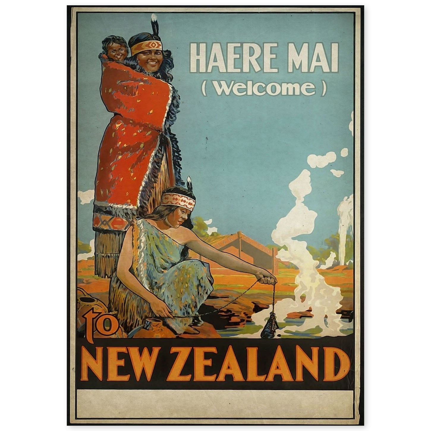 Poster vintage de Nueva Zelanda. con imágenes vintage y de publicidad antigua.-Artwork-Nacnic-A4-Sin marco-Nacnic Estudio SL