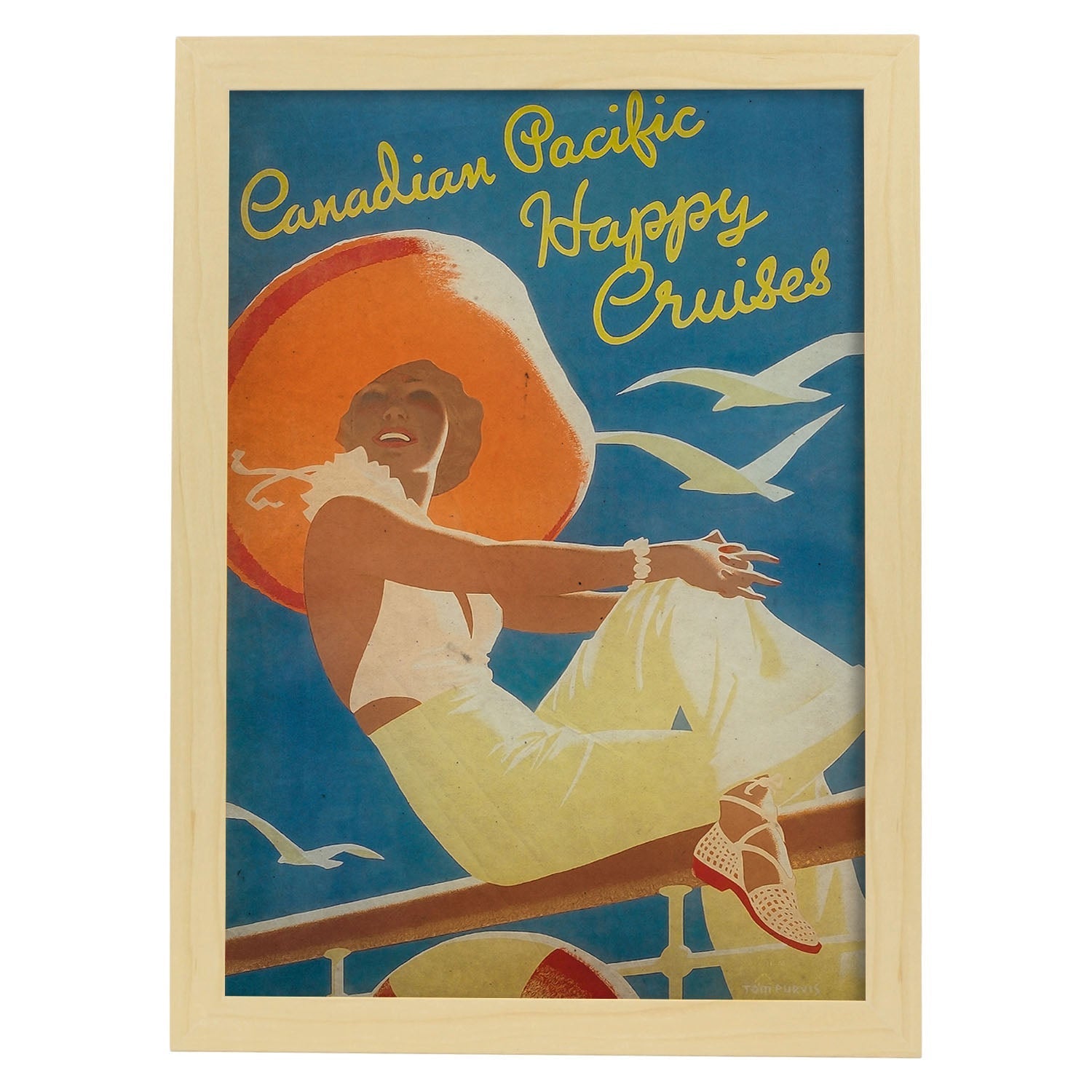 Poster vintage de Pacifico canadiense. con imágenes vintage y de publicidad antigua.-Artwork-Nacnic-A3-Marco Madera clara-Nacnic Estudio SL