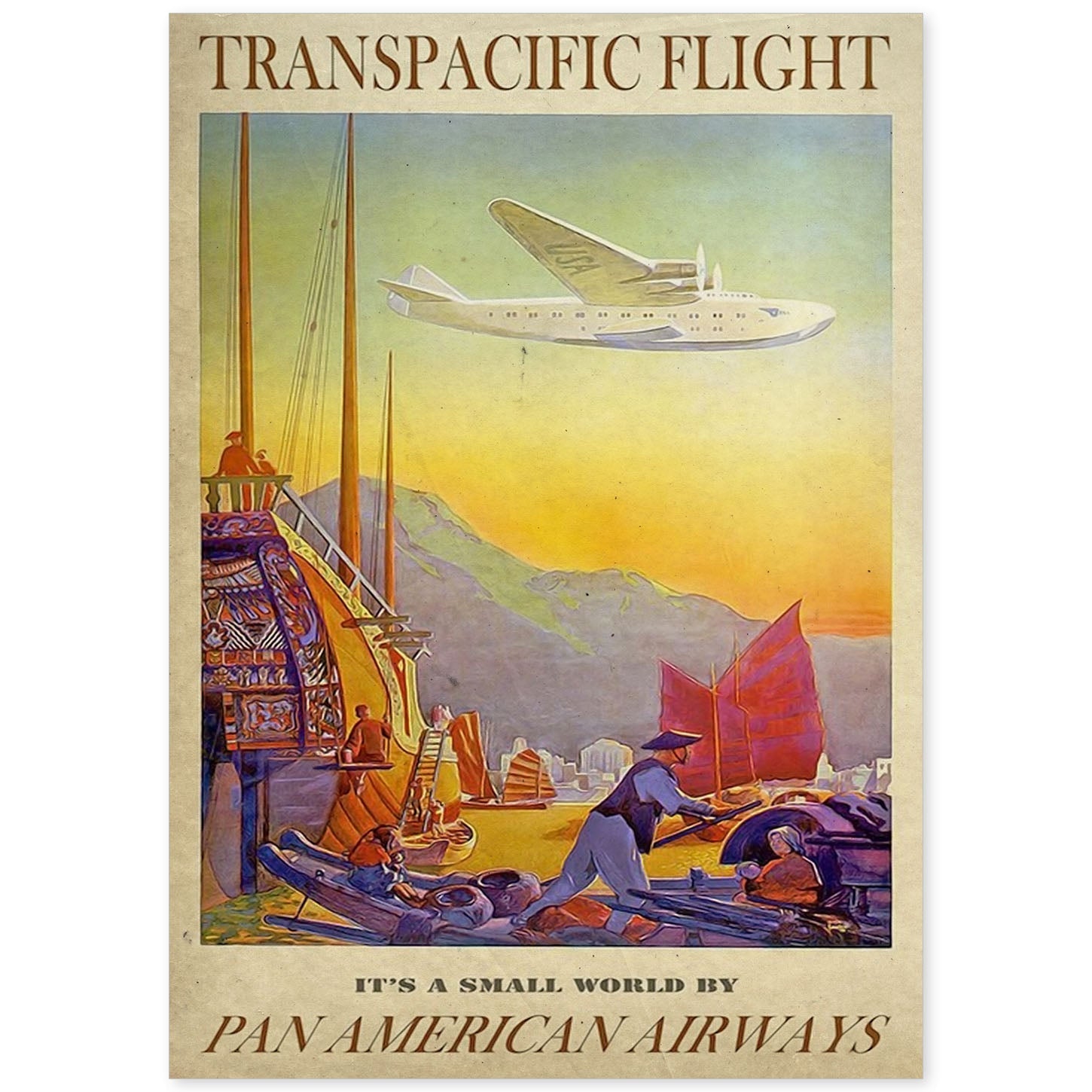 Poster vintage de Pan-american. con imágenes vintage y de publicidad antigua.-Artwork-Nacnic-A4-Sin marco-Nacnic Estudio SL