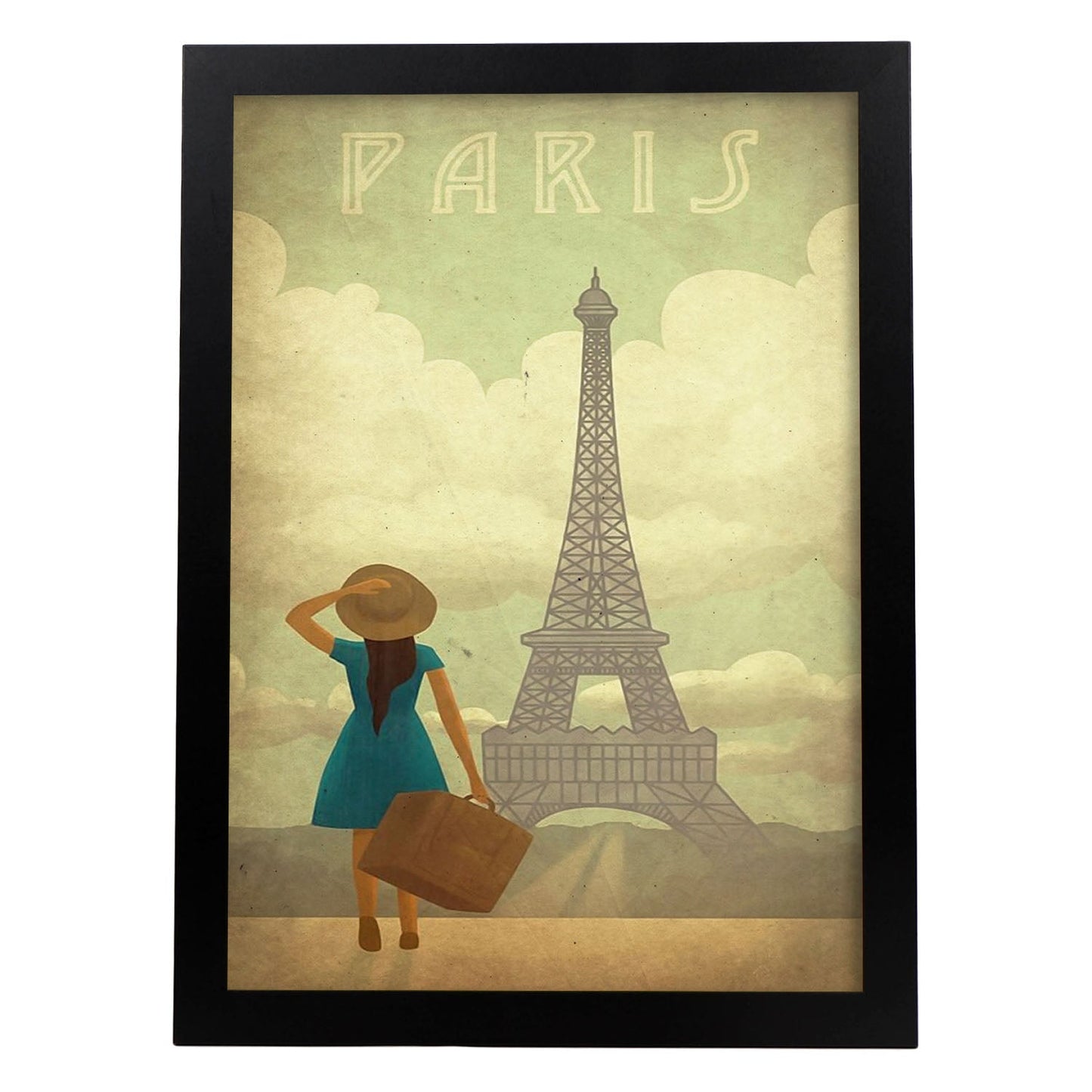 Poster vintage de Paris vintage. con imágenes vintage y de publicidad antigua.-Artwork-Nacnic-A3-Marco Negro-Nacnic Estudio SL