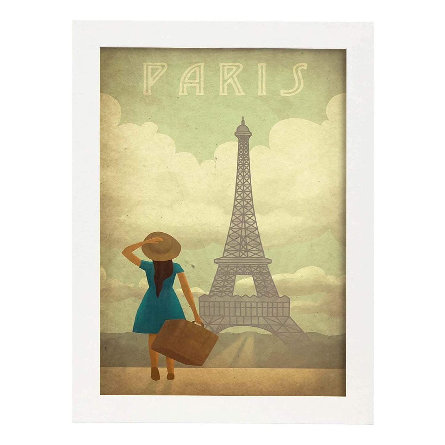 Poster vintage de Paris vintage. con imágenes vintage y de publicidad antigua.-Artwork-Nacnic-A4-Marco Blanco-Nacnic Estudio SL