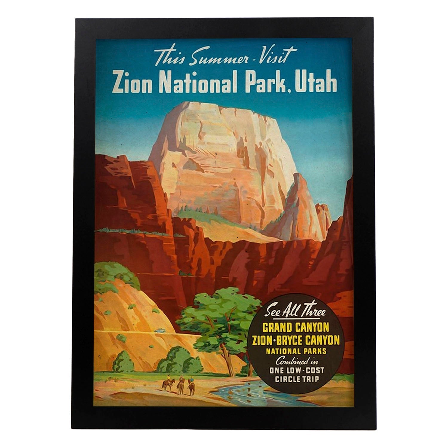 Poster vintage de Parque Zion. con imágenes vintage y de publicidad antigua.-Artwork-Nacnic-A3-Marco Negro-Nacnic Estudio SL