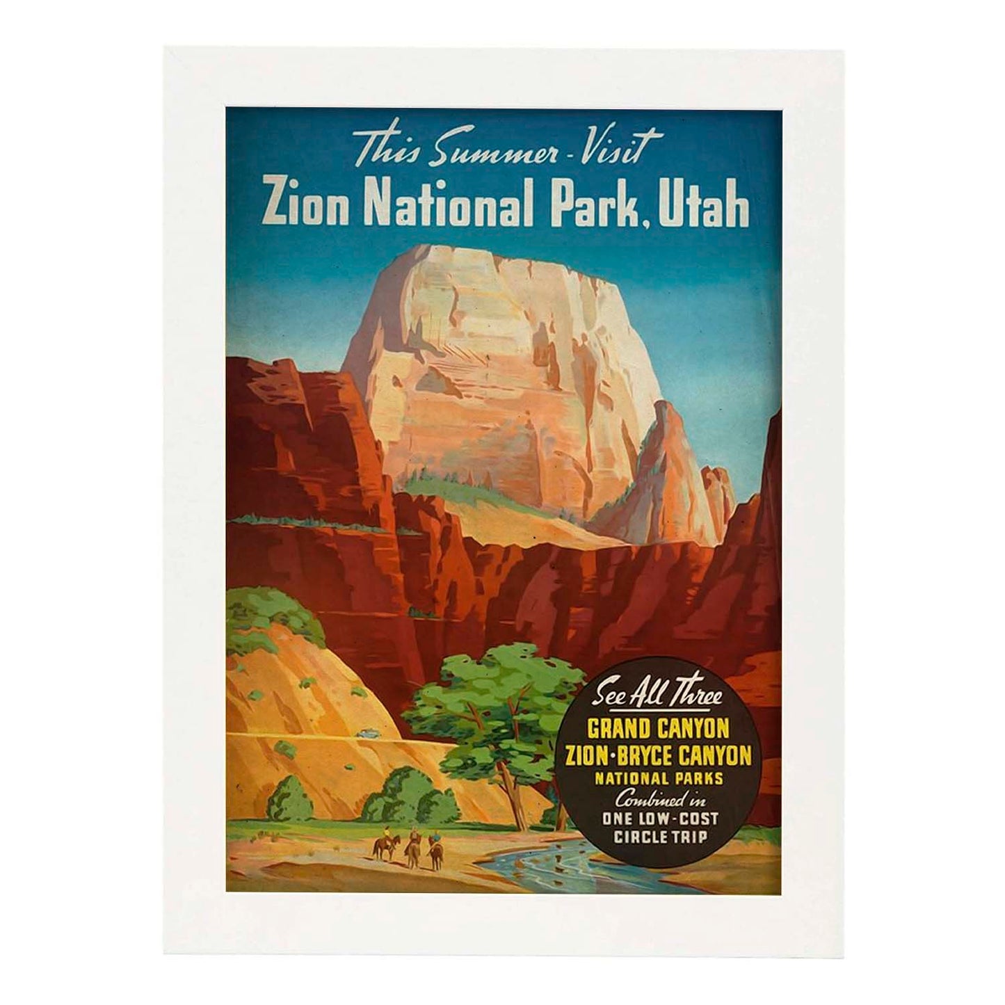 Poster vintage de Parque Zion. con imágenes vintage y de publicidad antigua.-Artwork-Nacnic-A4-Marco Blanco-Nacnic Estudio SL
