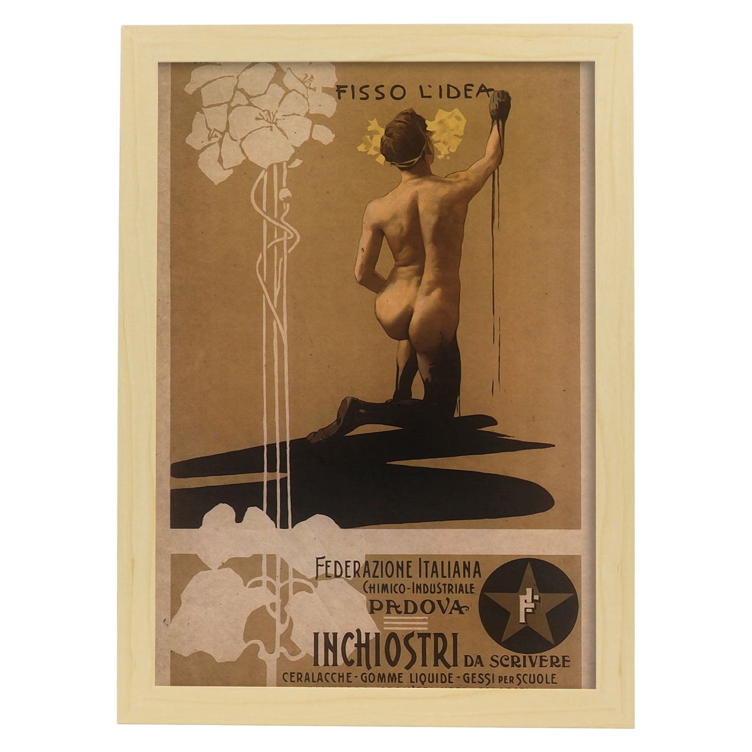 Poster vintage de Pintor desnudo. con imágenes vintage y de publicidad antigua.-Artwork-Nacnic-A3-Marco Madera clara-Nacnic Estudio SL