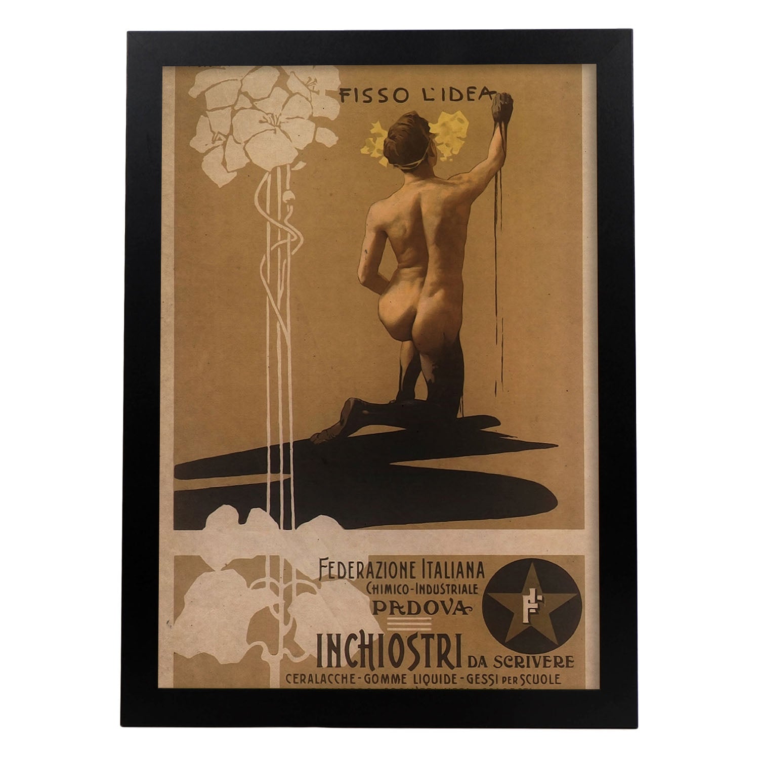Poster vintage de Pintor desnudo. con imágenes vintage y de publicidad antigua.-Artwork-Nacnic-A3-Marco Negro-Nacnic Estudio SL