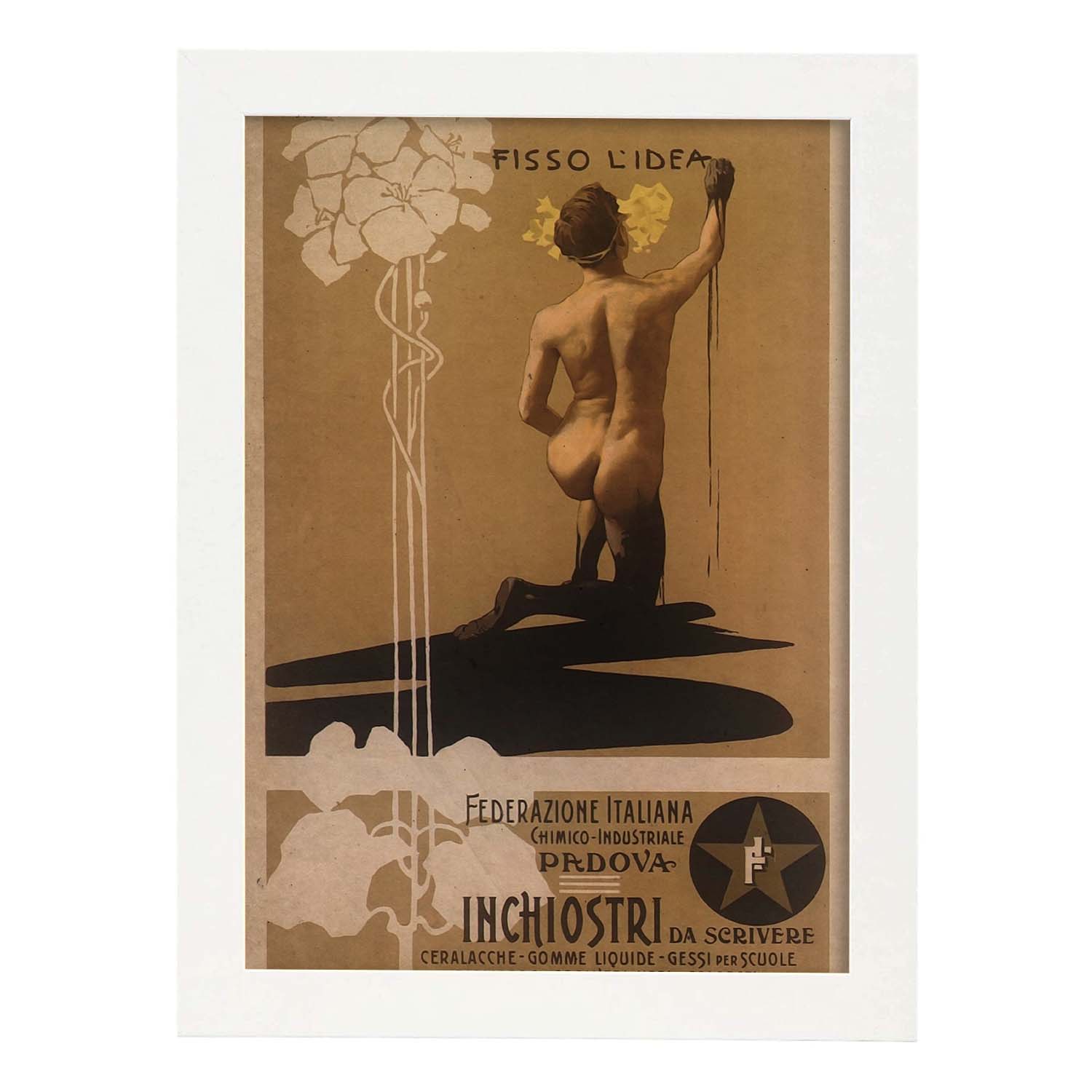 Poster vintage de Pintor desnudo. con imágenes vintage y de publicidad antigua.-Artwork-Nacnic-A4-Marco Blanco-Nacnic Estudio SL