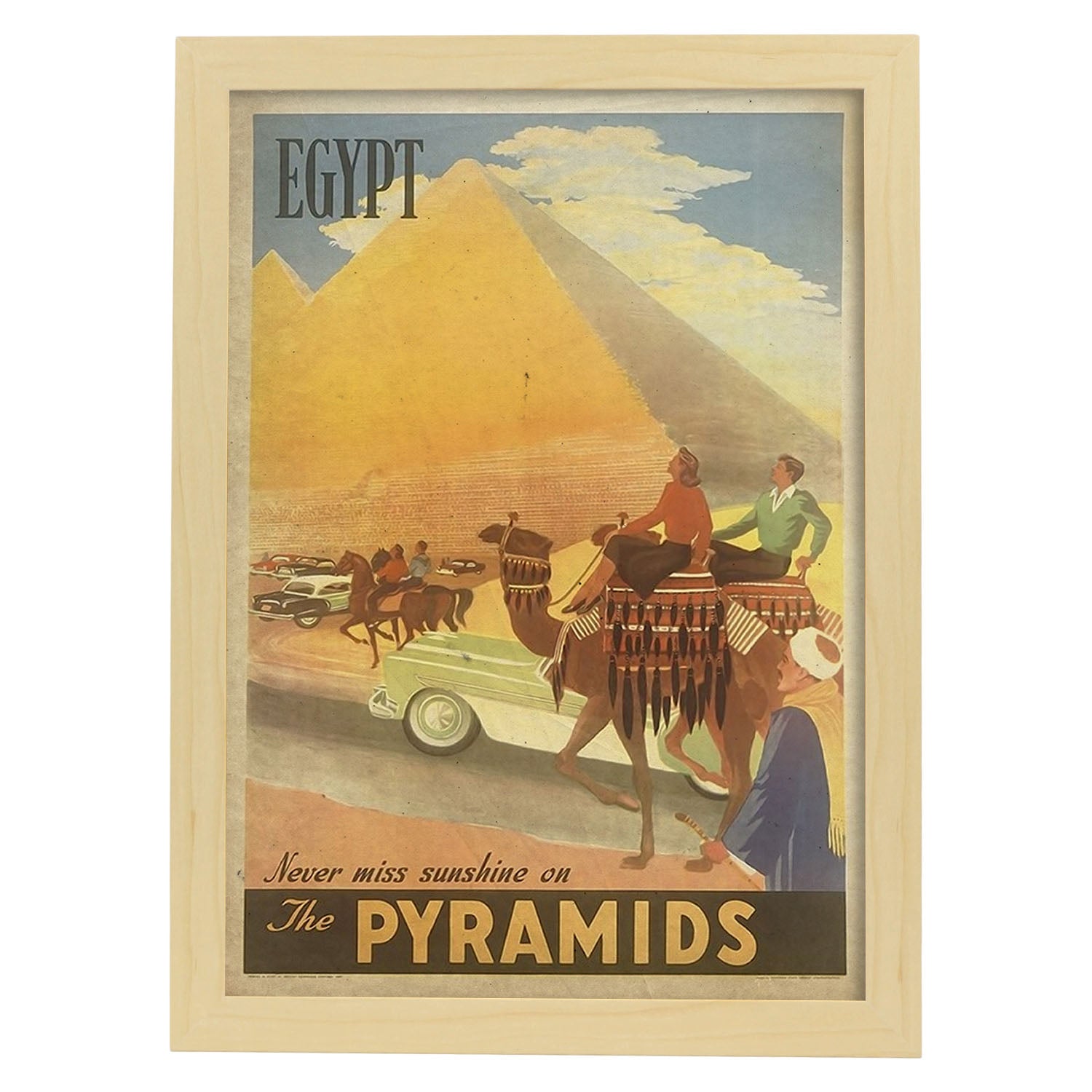 Poster vintage de Pirámides. con imágenes vintage y de publicidad antigua.-Artwork-Nacnic-A3-Marco Madera clara-Nacnic Estudio SL