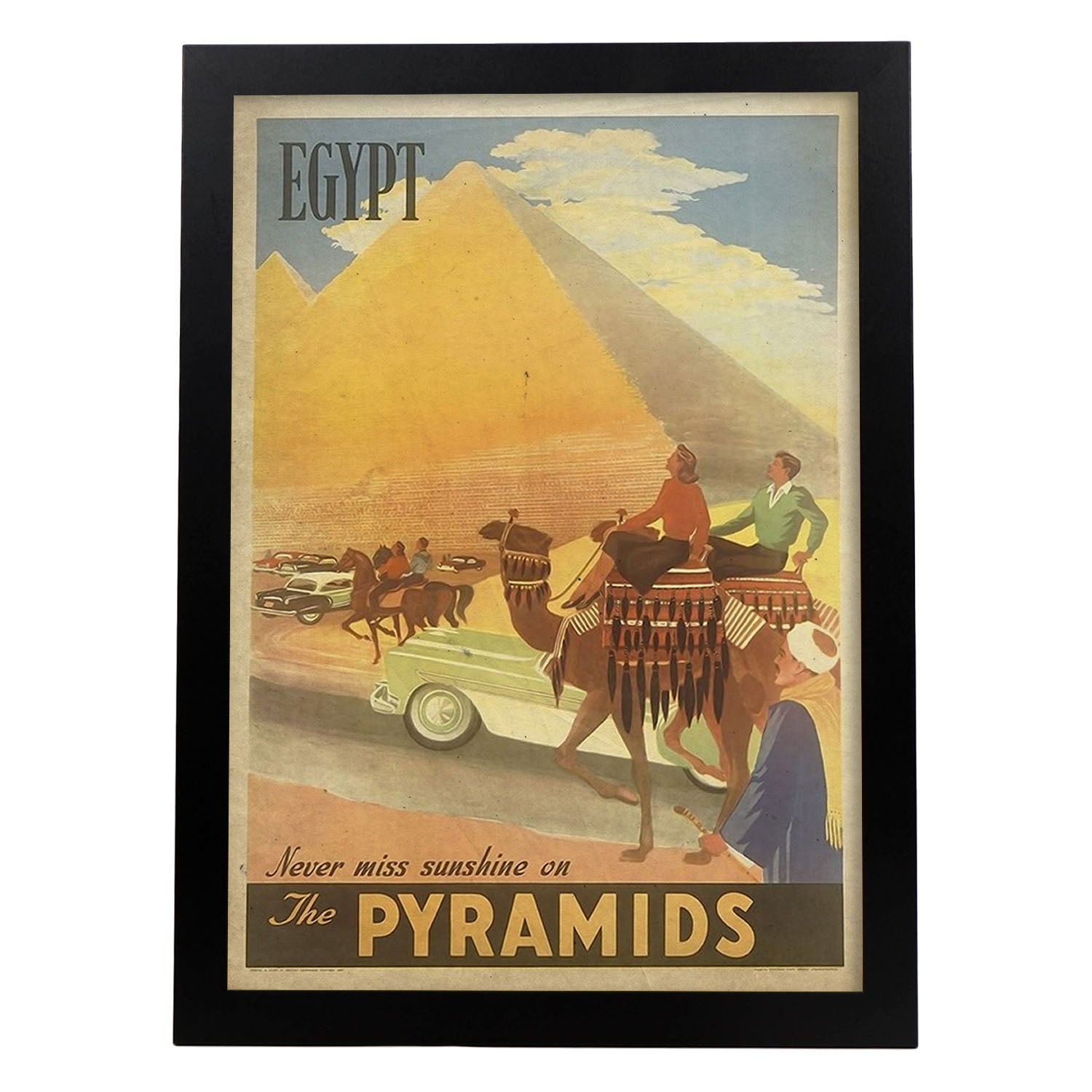 Poster vintage de Pirámides. con imágenes vintage y de publicidad antigua.-Artwork-Nacnic-A3-Marco Negro-Nacnic Estudio SL