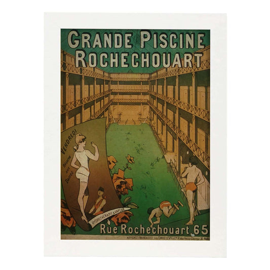 Poster vintage de Piscina. con imágenes vintage y de publicidad antigua.-Artwork-Nacnic-A4-Marco Blanco-Nacnic Estudio SL