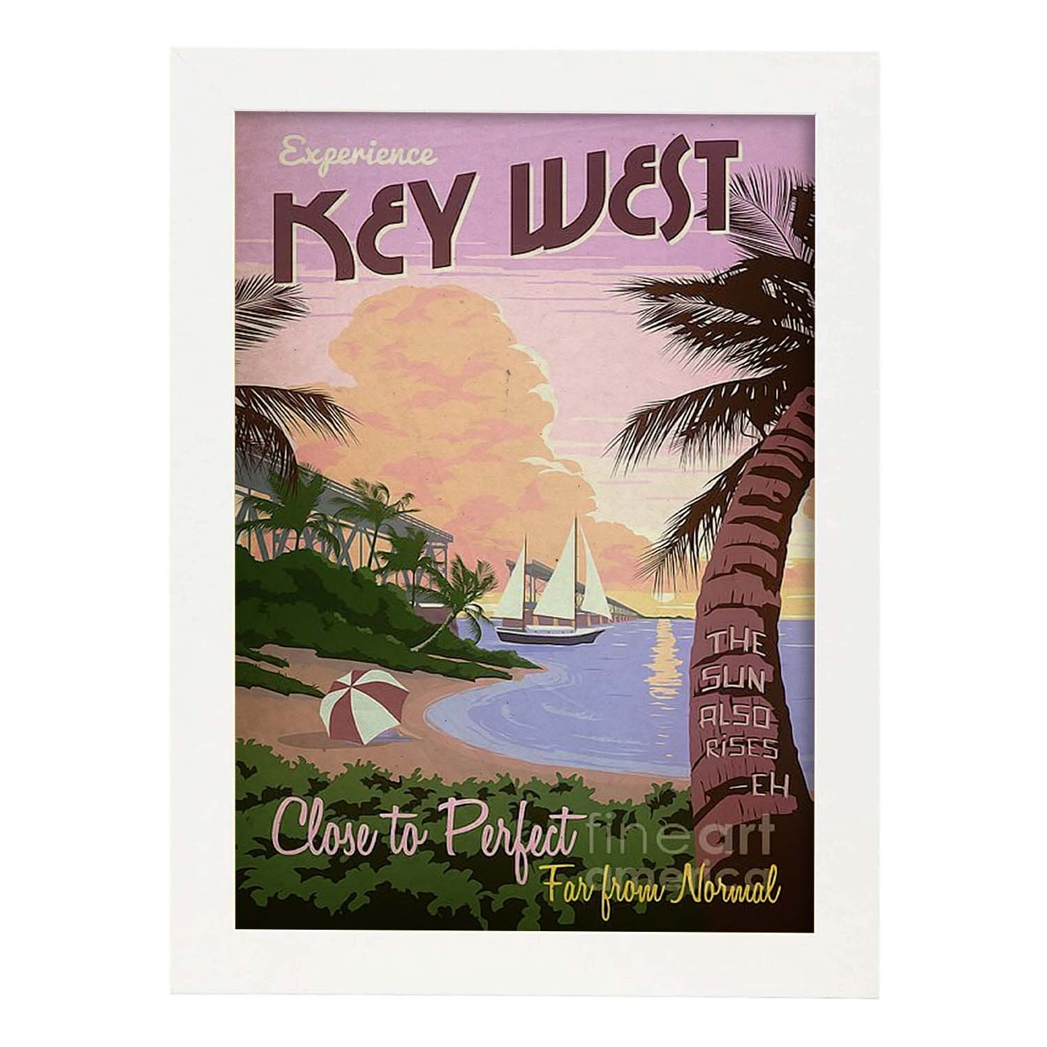 Poster vintage de Playa tropical. con imágenes vintage y de publicidad antigua.-Artwork-Nacnic-A3-Marco Blanco-Nacnic Estudio SL