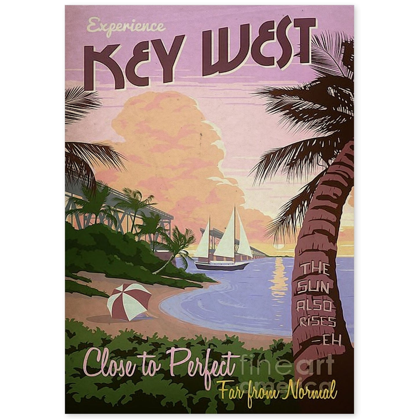 Poster vintage de Playa tropical. con imágenes vintage y de publicidad antigua.-Artwork-Nacnic-A4-Sin marco-Nacnic Estudio SL