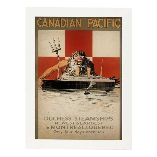 Poster vintage de Poseidon. con imágenes vintage y de publicidad antigua.-Artwork-Nacnic-A4-Marco Blanco-Nacnic Estudio SL