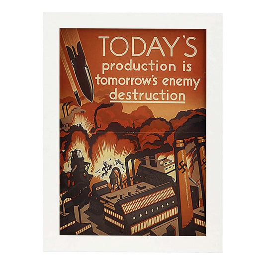 Poster vintage de Poster de guerra 1. con imágenes vintage y de publicidad antigua.-Artwork-Nacnic-A4-Marco Blanco-Nacnic Estudio SL