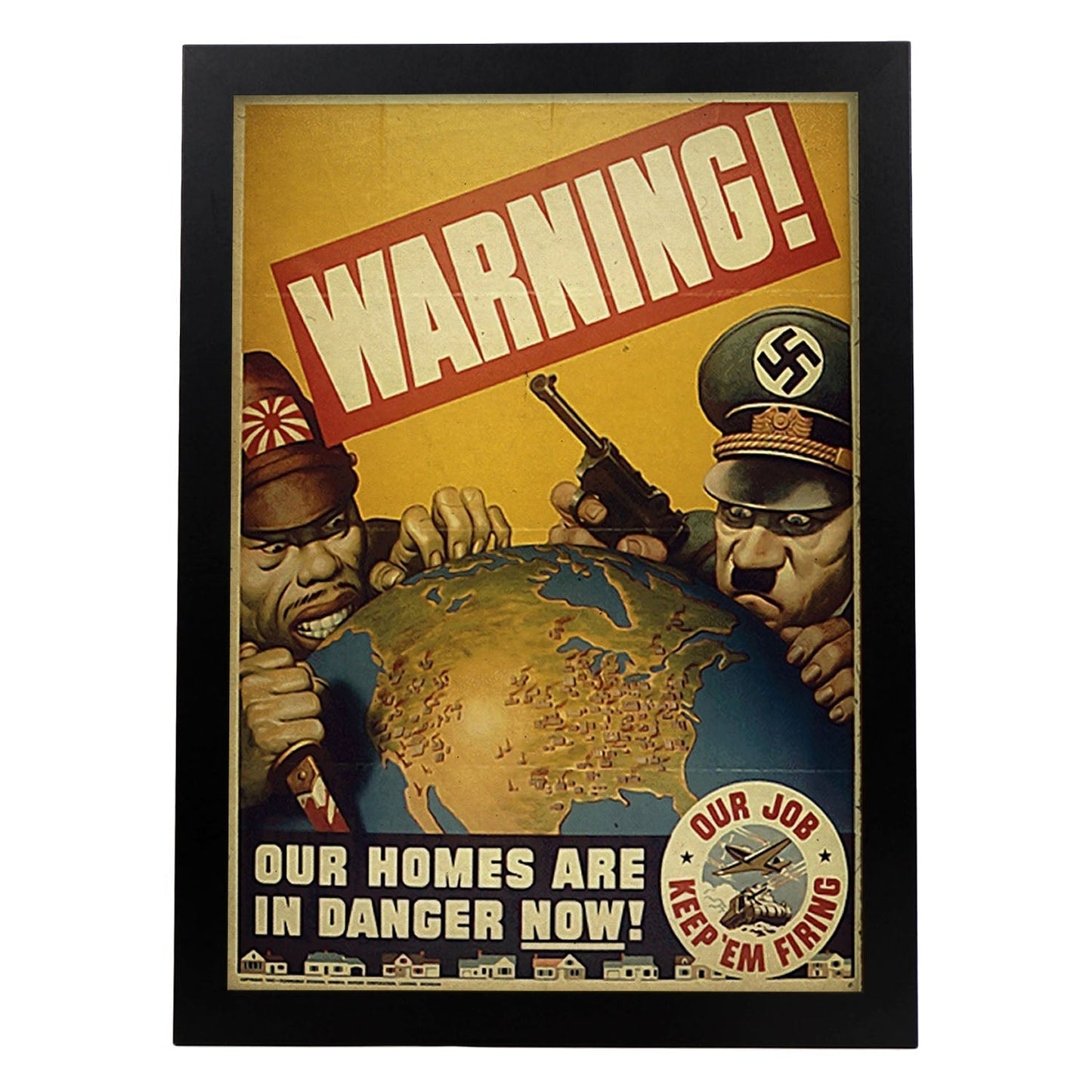 Poster vintage de Poster de guerra 2. con imágenes vintage y de publicidad antigua.-Artwork-Nacnic-A3-Marco Negro-Nacnic Estudio SL