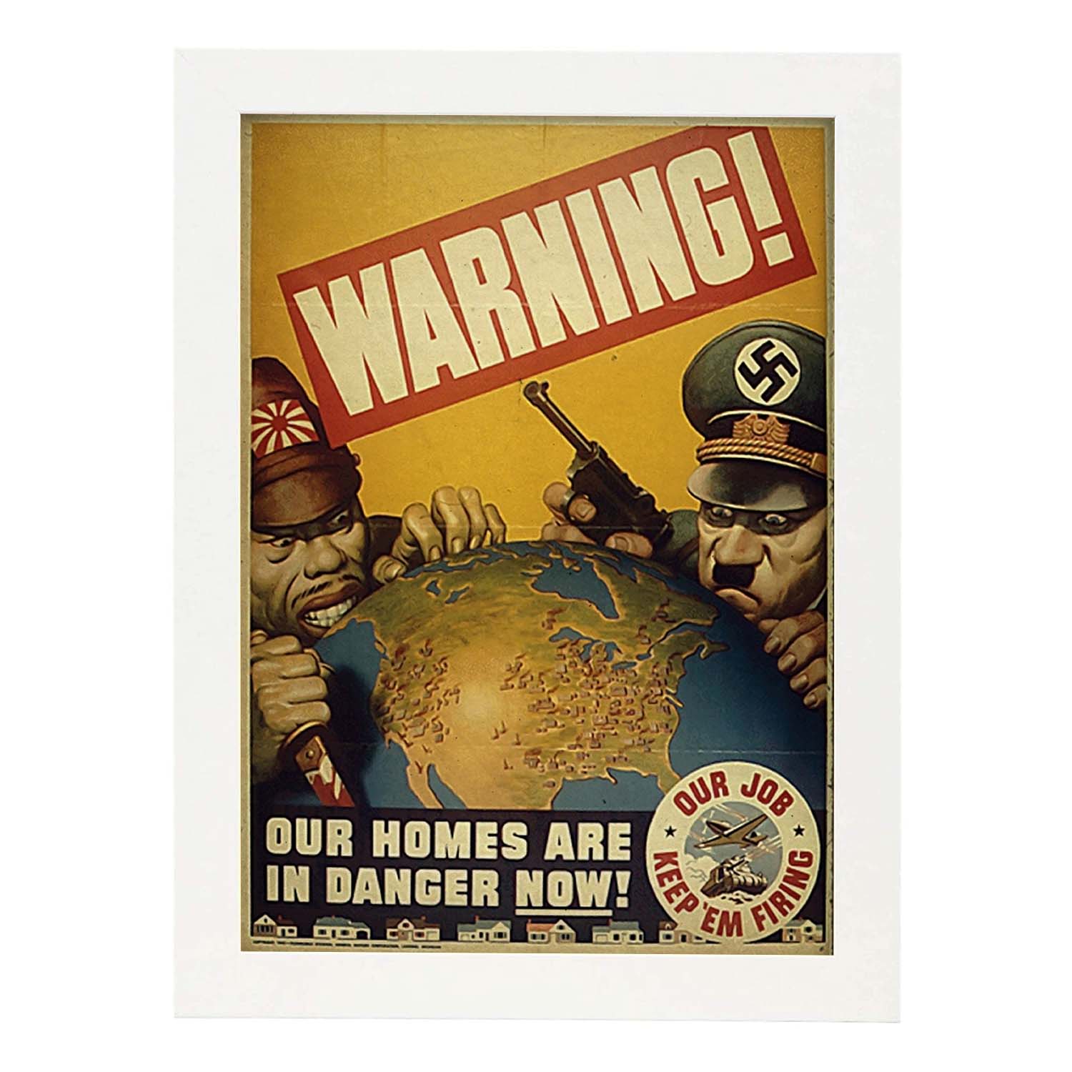 Poster vintage de Poster de guerra 2. con imágenes vintage y de publicidad antigua.-Artwork-Nacnic-A4-Marco Blanco-Nacnic Estudio SL
