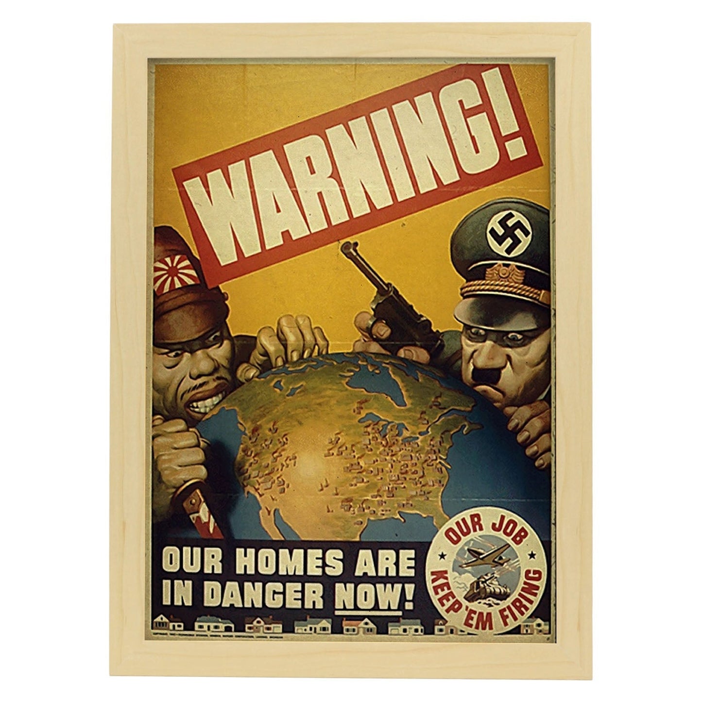 Poster vintage de Poster de guerra 2. con imágenes vintage y de publicidad antigua.-Artwork-Nacnic-A4-Marco Madera clara-Nacnic Estudio SL
