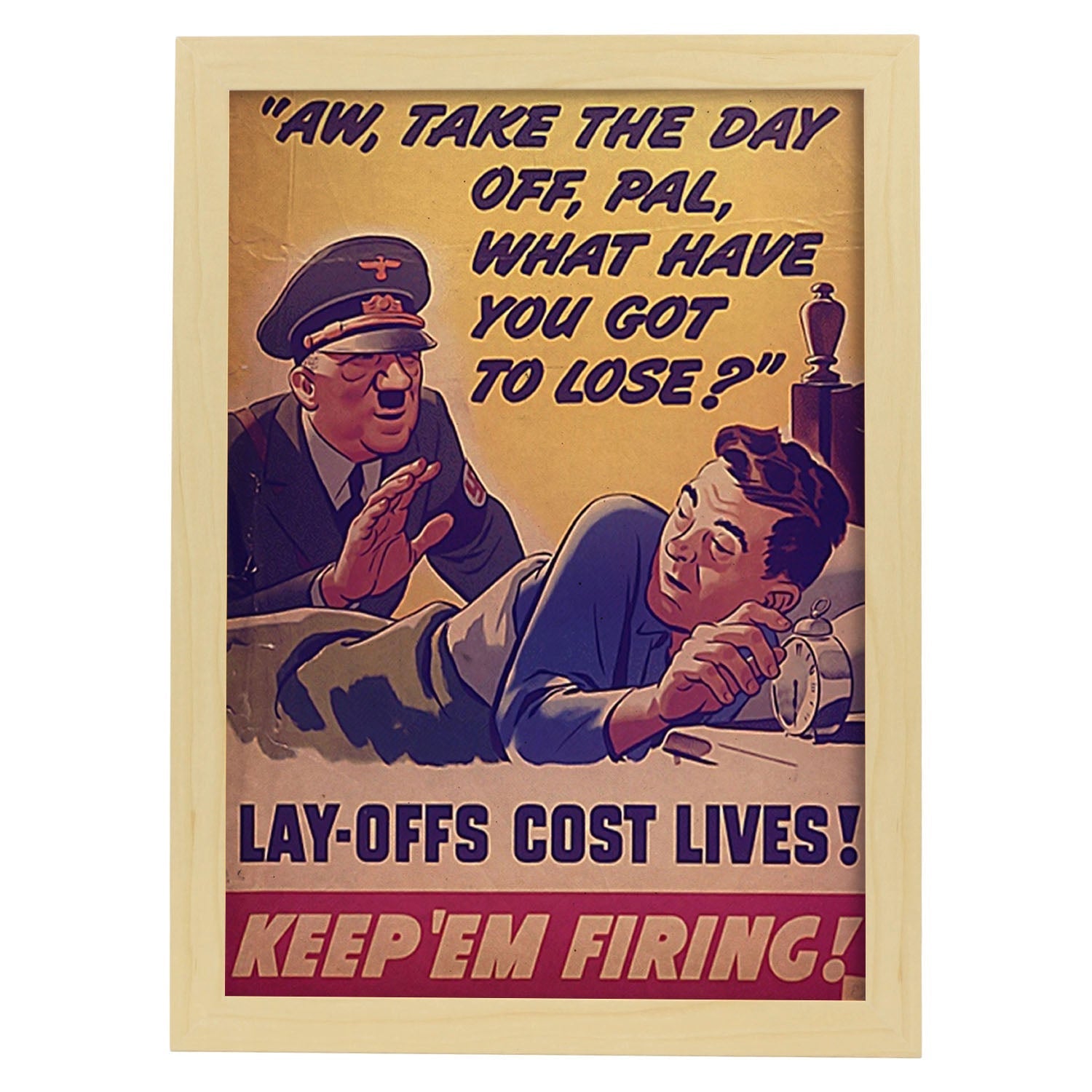 Poster vintage de Poster de guerra 3. con imágenes vintage y de publicidad antigua.-Artwork-Nacnic-A3-Marco Madera clara-Nacnic Estudio SL