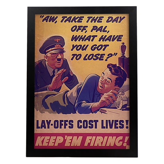 Poster vintage de Poster de guerra 3. con imágenes vintage y de publicidad antigua.-Artwork-Nacnic-A4-Marco Negro-Nacnic Estudio SL