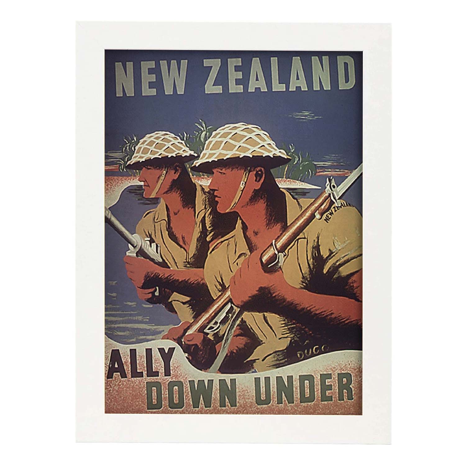Poster vintage de Poster de guerra - Nueva Zelanda. con imágenes vintage y de publicidad antigua.-Artwork-Nacnic-A3-Marco Blanco-Nacnic Estudio SL