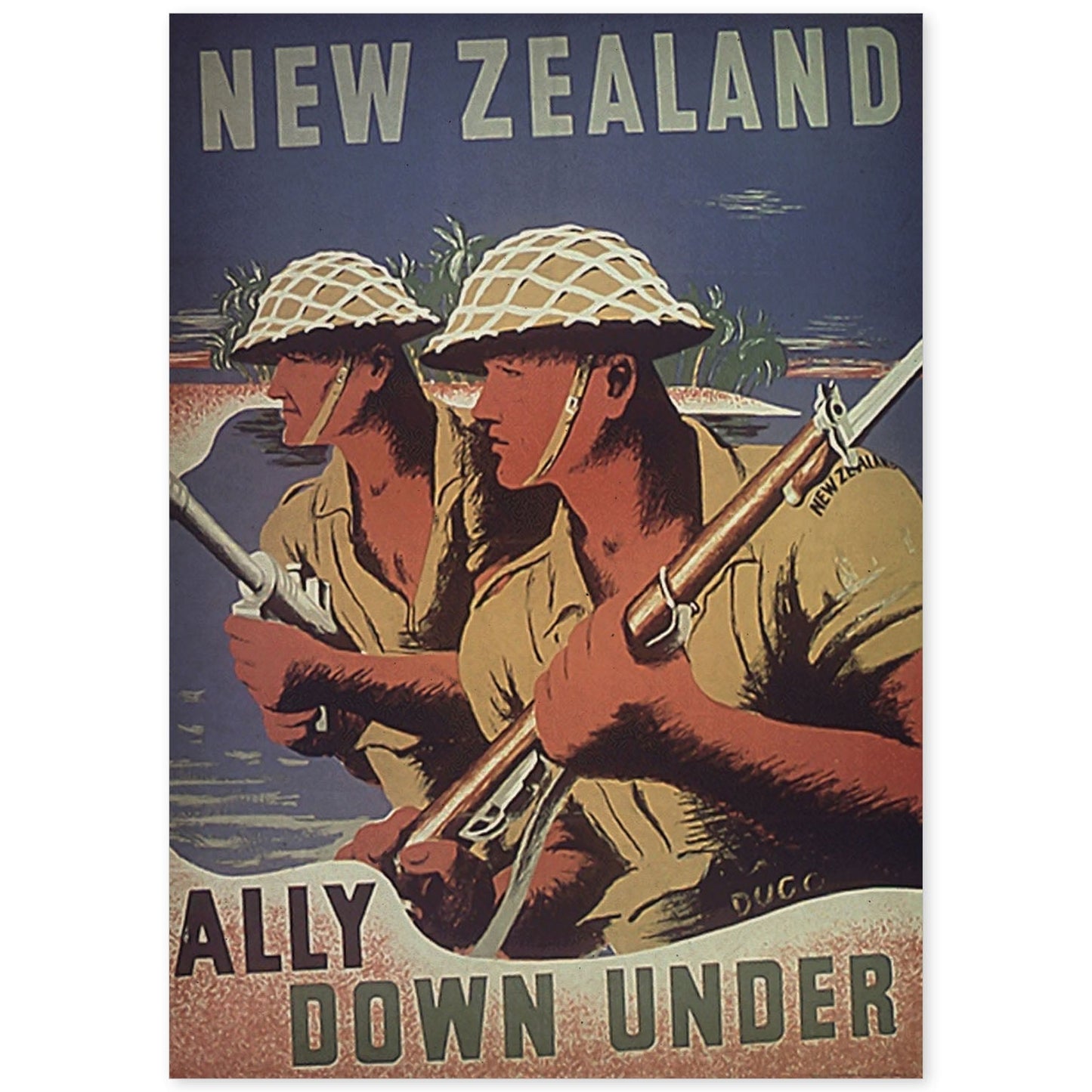 Poster vintage de Poster de guerra - Nueva Zelanda. con imágenes vintage y de publicidad antigua.-Artwork-Nacnic-A4-Sin marco-Nacnic Estudio SL