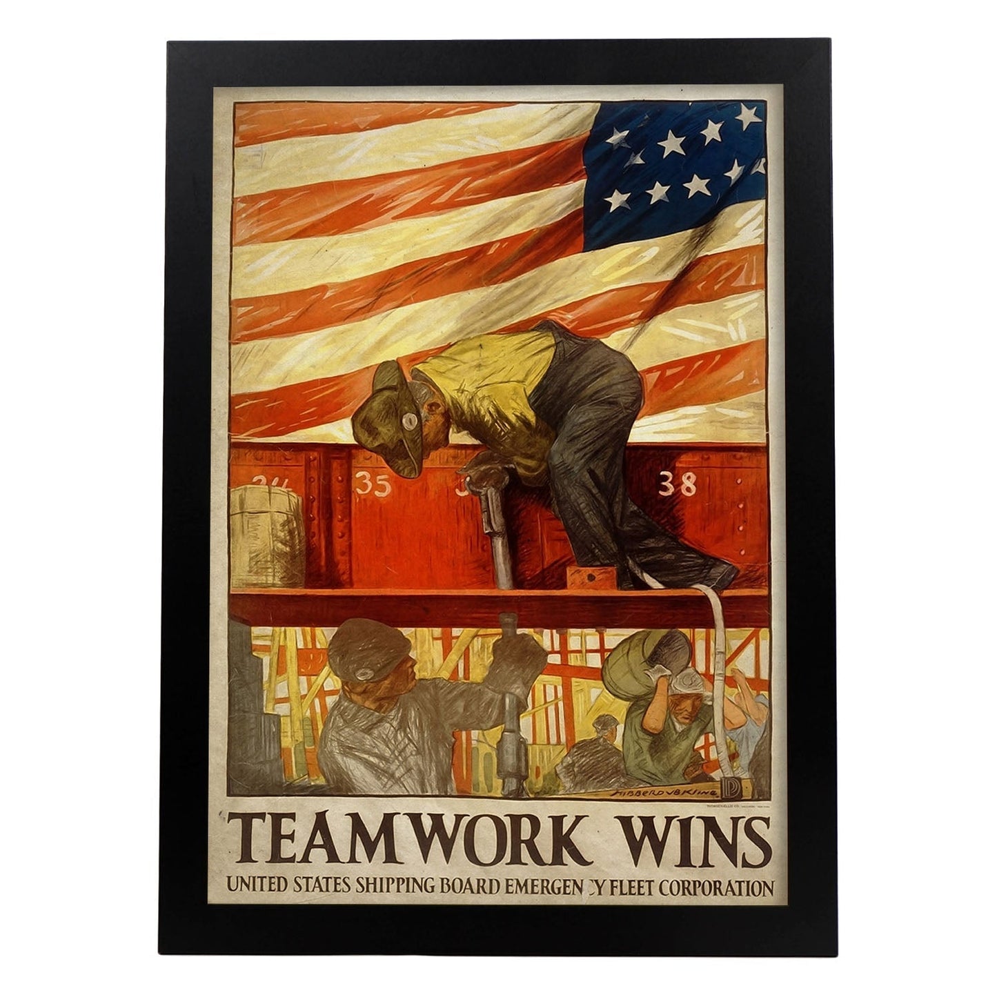 Poster vintage de Poster de guerra USA. con imágenes vintage y de publicidad antigua.-Artwork-Nacnic-A3-Marco Negro-Nacnic Estudio SL
