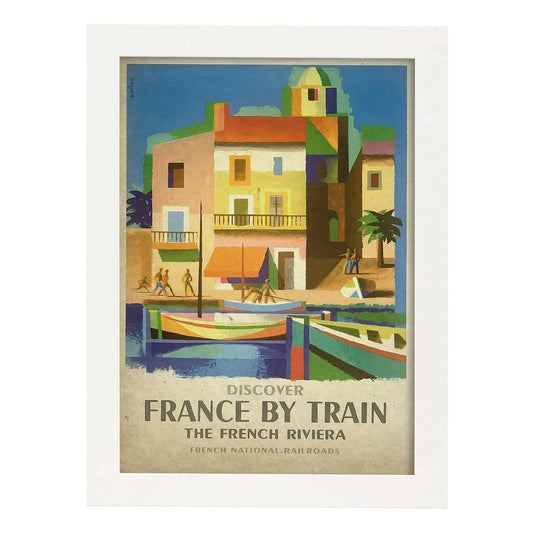 Poster vintage de Pueblo Francés. con imágenes vintage y de publicidad antigua.-Artwork-Nacnic-A4-Marco Blanco-Nacnic Estudio SL