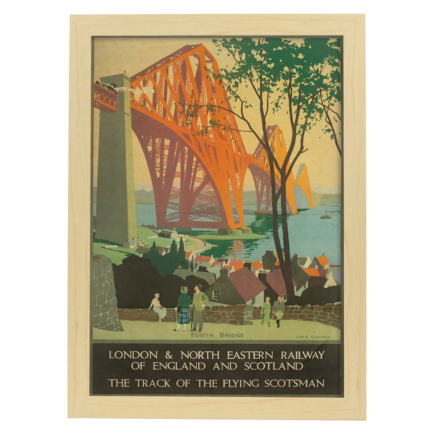Poster vintage de Puente de Londres. con imágenes vintage y de publicidad antigua.-Artwork-Nacnic-A4-Marco Madera clara-Nacnic Estudio SL