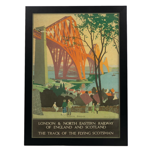 Poster vintage de Puente de Londres. con imágenes vintage y de publicidad antigua.-Artwork-Nacnic-A4-Marco Negro-Nacnic Estudio SL