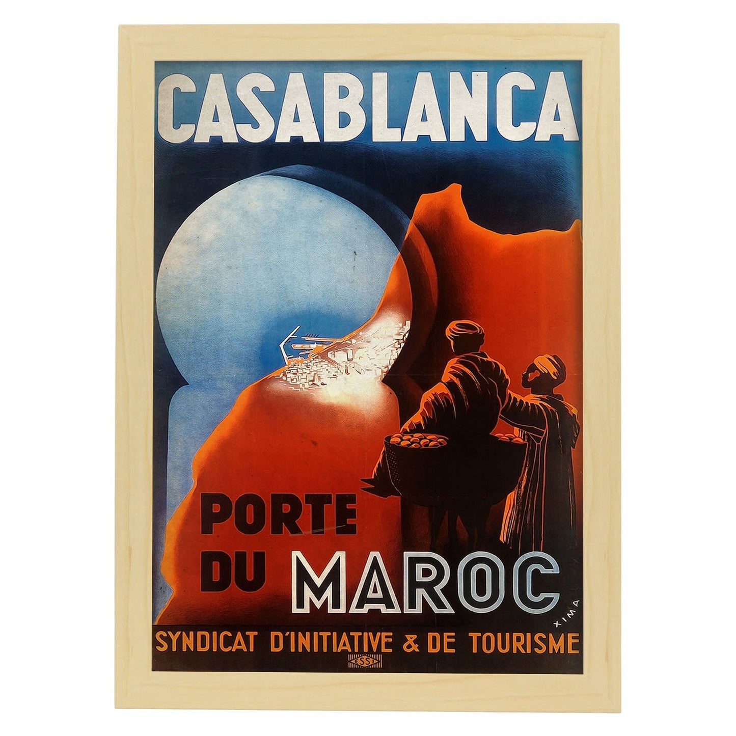 Poster vintage de Puesto de Casablanca. con imágenes vintage y de publicidad antigua.-Artwork-Nacnic-A3-Marco Madera clara-Nacnic Estudio SL