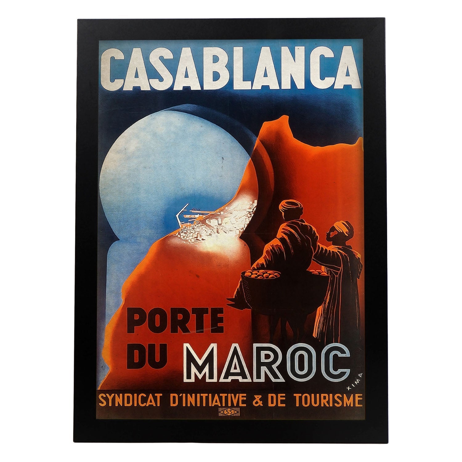Poster vintage de Puesto de Casablanca. con imágenes vintage y de publicidad antigua.-Artwork-Nacnic-A3-Marco Negro-Nacnic Estudio SL