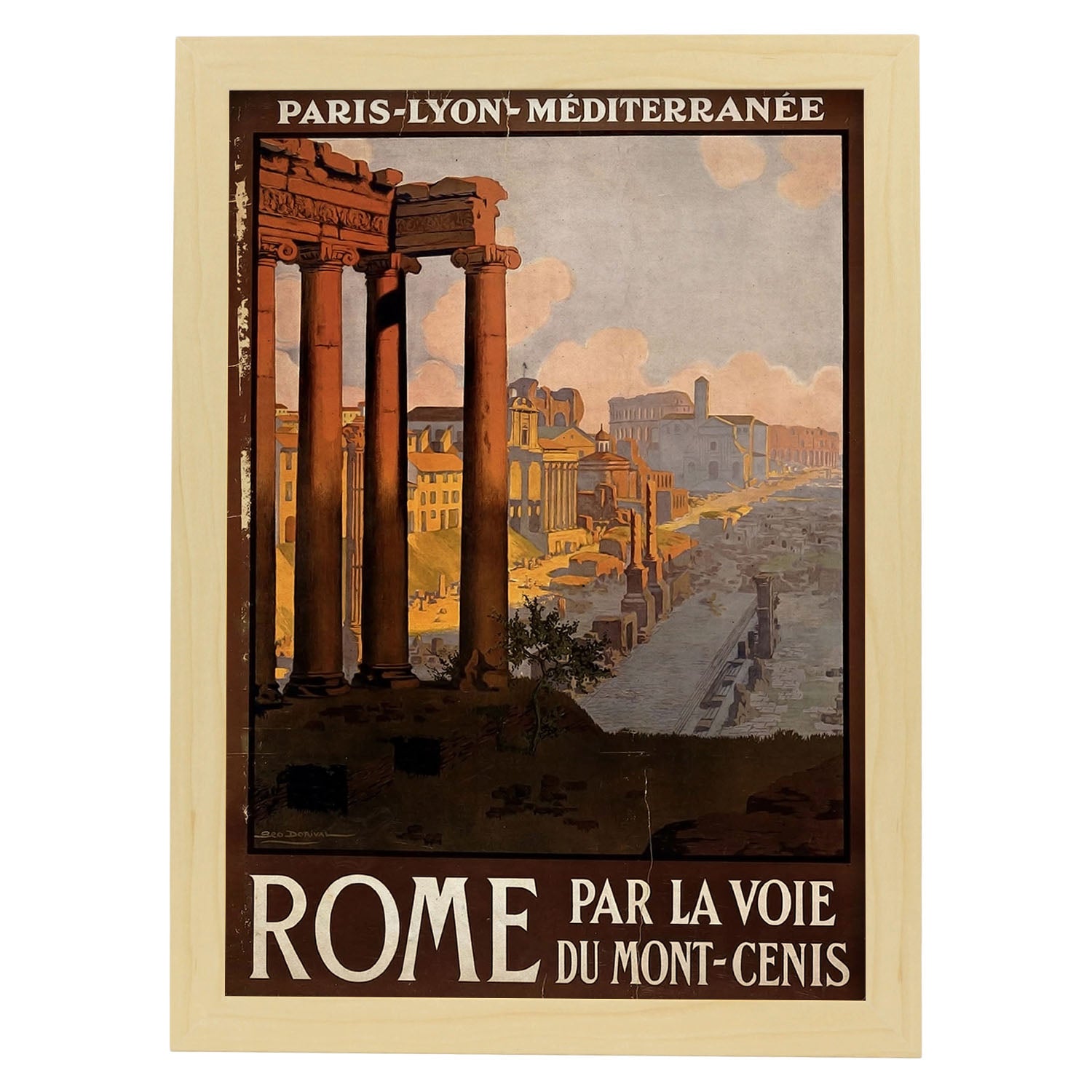 Poster vintage de Roma. con imágenes vintage y de publicidad antigua.-Artwork-Nacnic-A3-Marco Madera clara-Nacnic Estudio SL