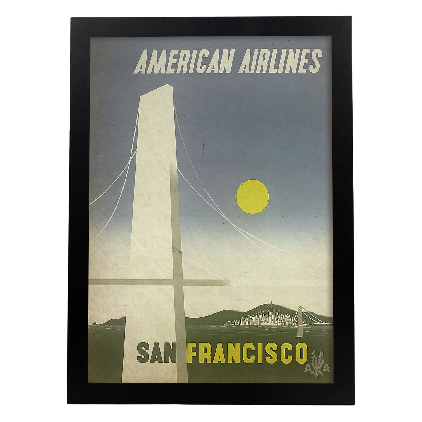 Poster vintage de San Francisco - American Airlines. con imágenes vintage y de publicidad antigua.-Artwork-Nacnic-A3-Marco Negro-Nacnic Estudio SL