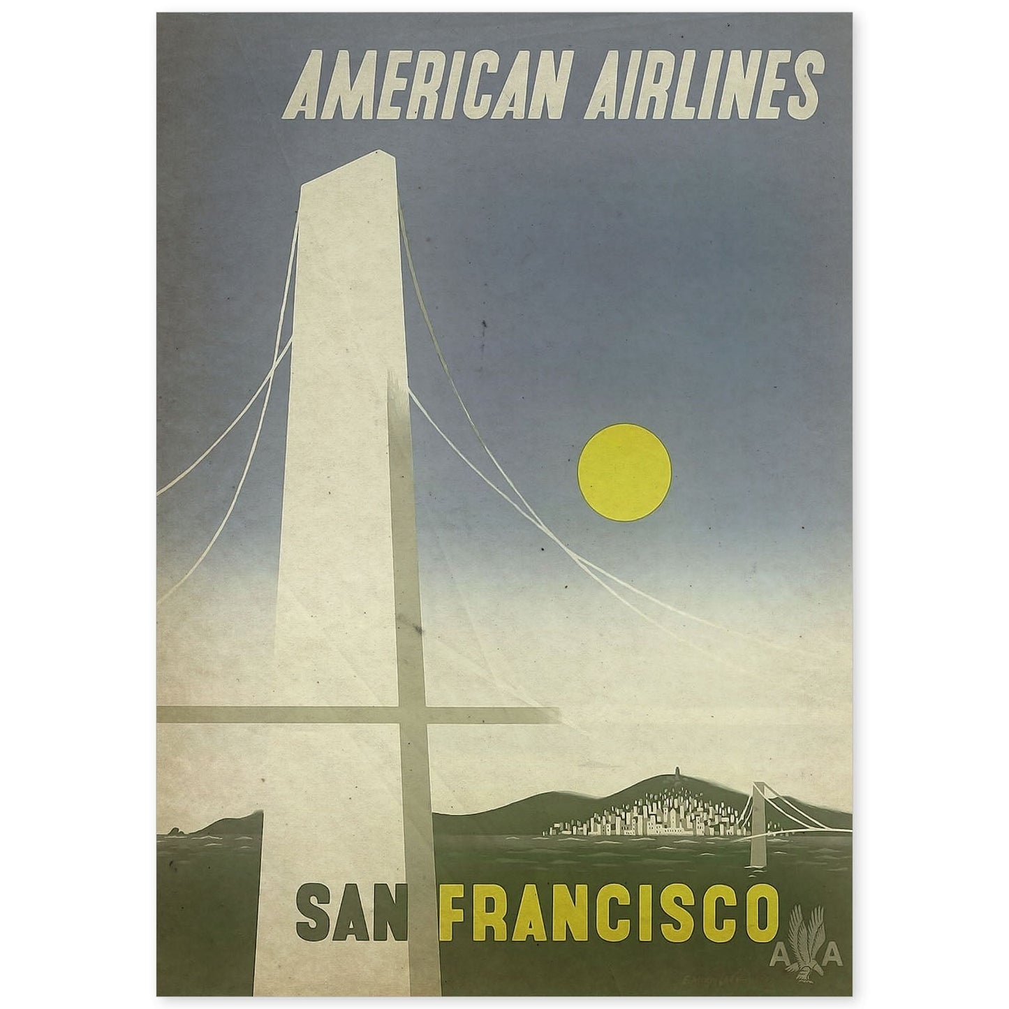 Poster vintage de San Francisco - American Airlines. con imágenes vintage y de publicidad antigua.-Artwork-Nacnic-A4-Sin marco-Nacnic Estudio SL