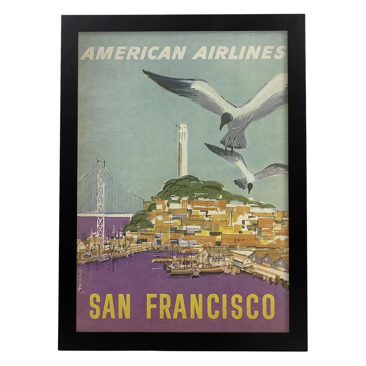 Poster vintage de San Francisco. con imágenes vintage y de publicidad antigua.-Artwork-Nacnic-A3-Marco Negro-Nacnic Estudio SL