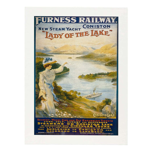Poster vintage de Señora del lago. con imágenes vintage y de publicidad antigua.-Artwork-Nacnic-A4-Marco Blanco-Nacnic Estudio SL